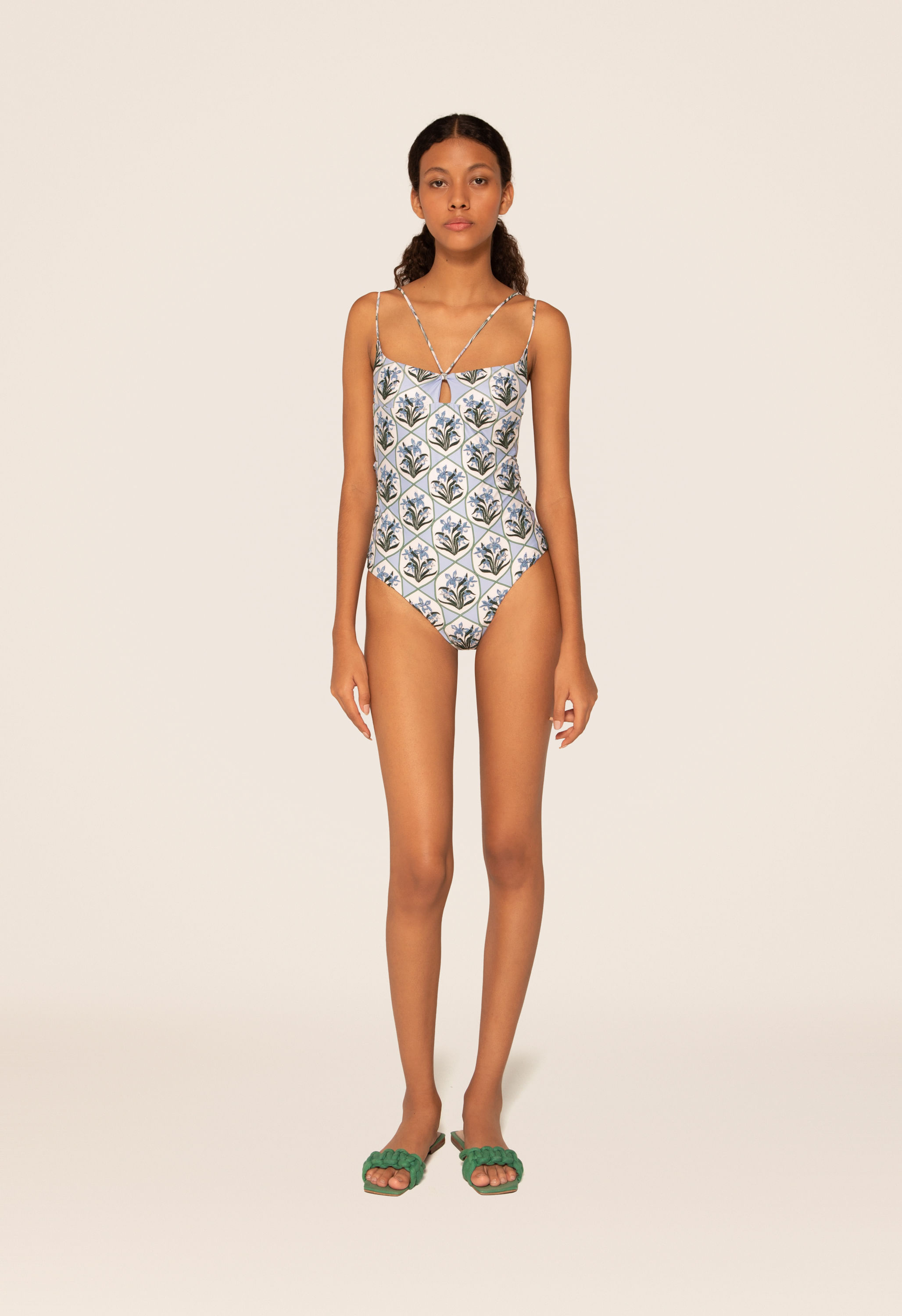 AGUA BY AGUA BENDITA Guajira open-back bead-embellished embroidered  recycled swimsuit