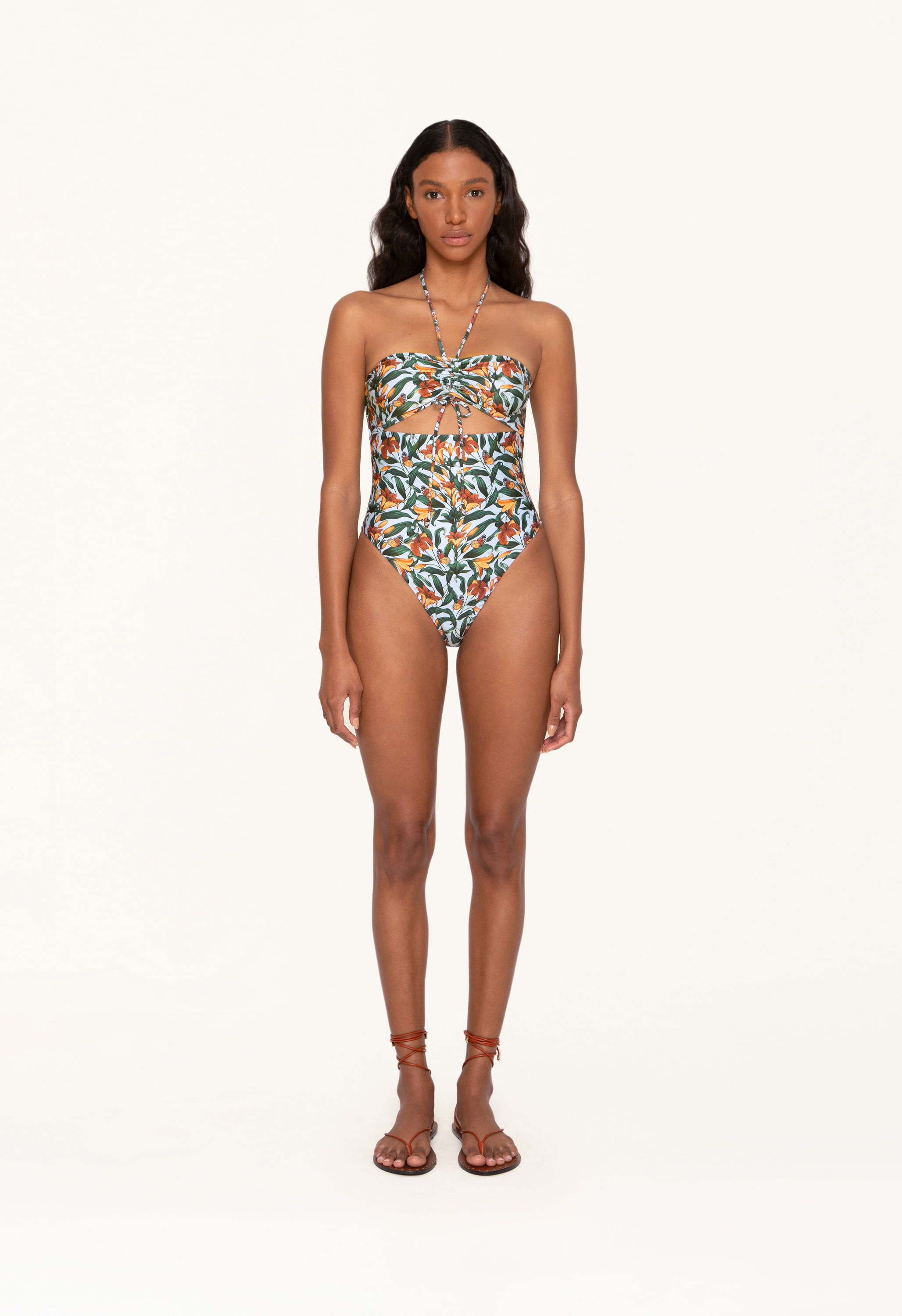 Agua by Agua Bendita Limón Embroidered One-piece Swimsuit in Blue