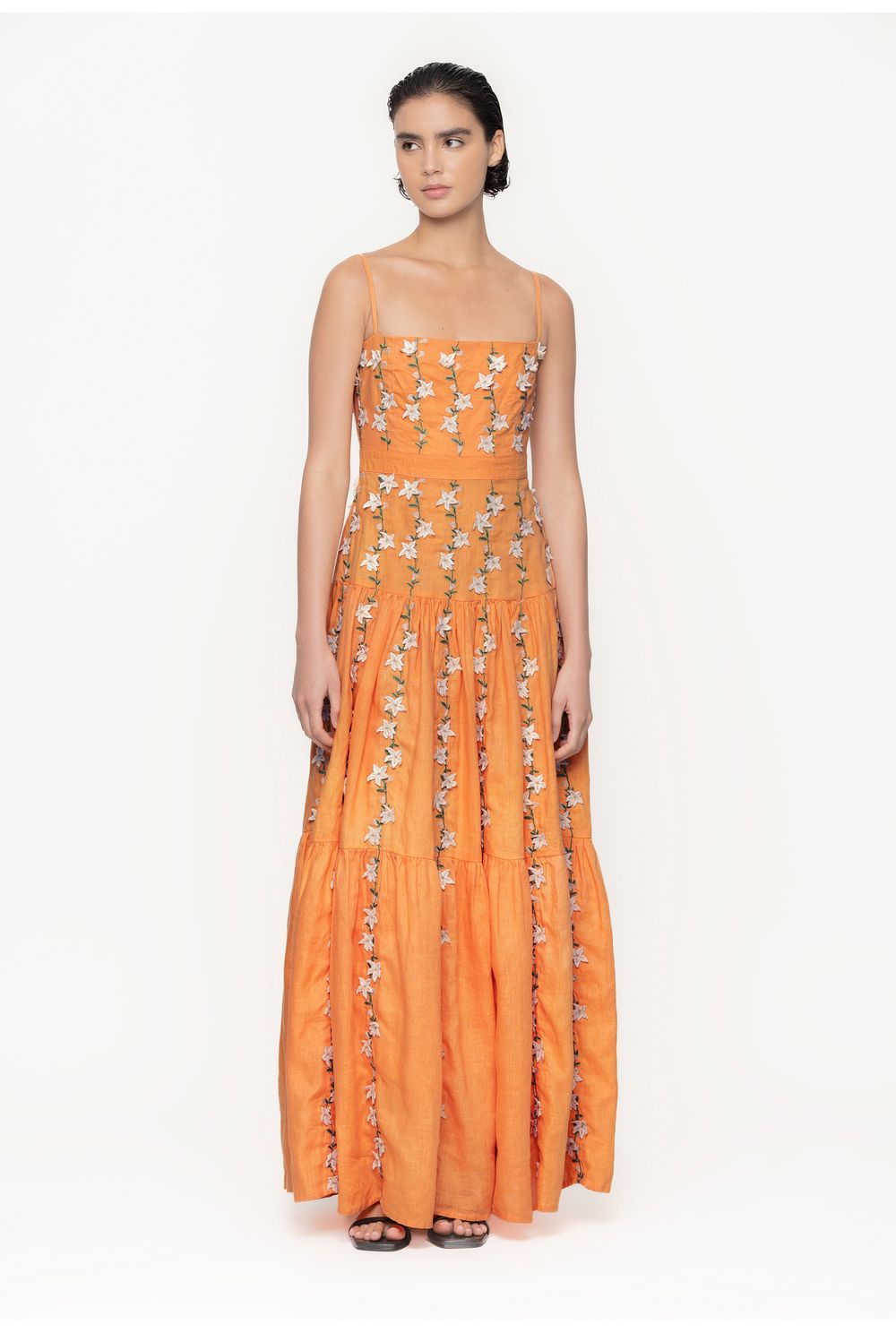 Lima Sabanero Dorado 3D Embroidered Maxi Dress