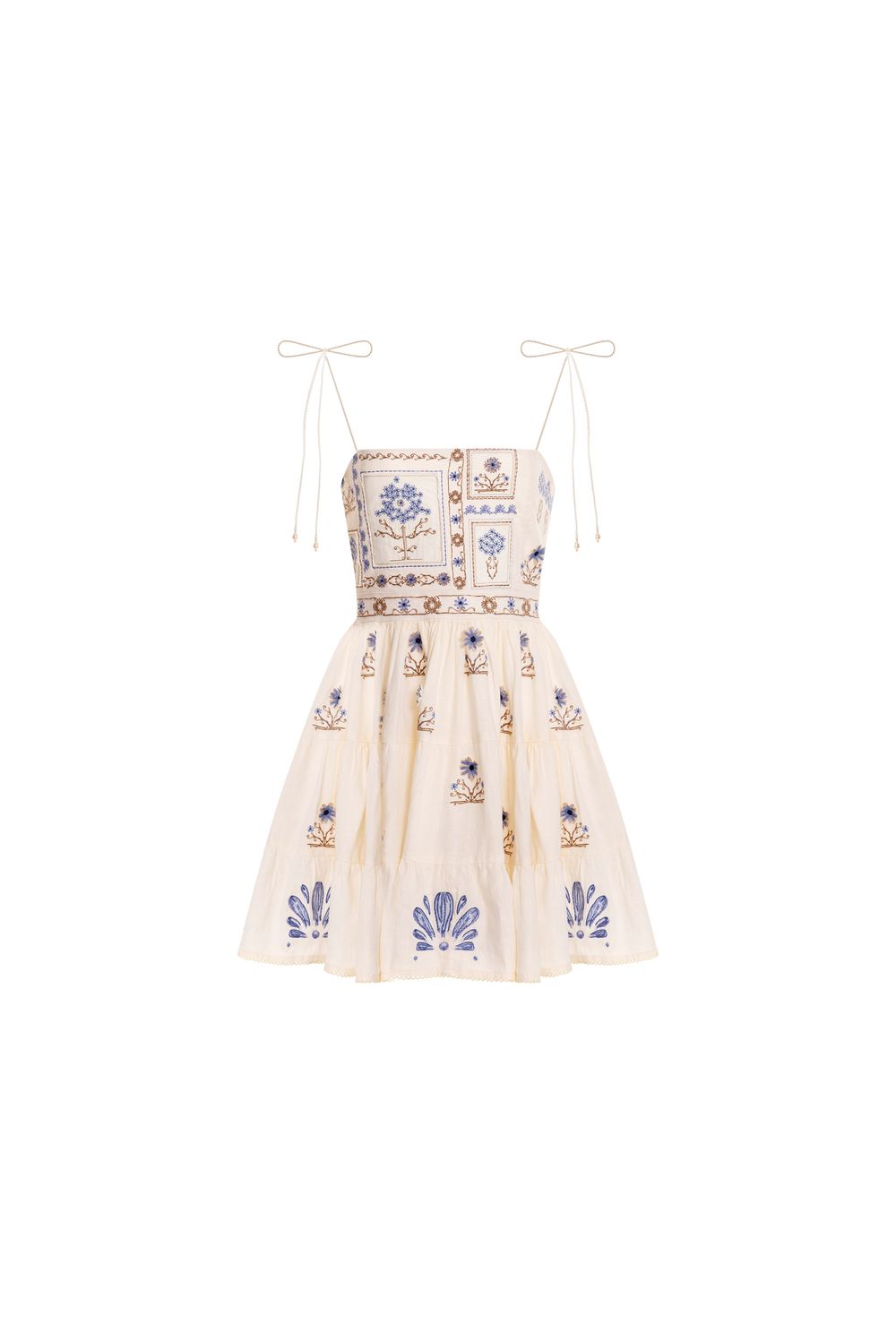 Lima Mini Chivas Hand-Embroidered Linen Mini Dress